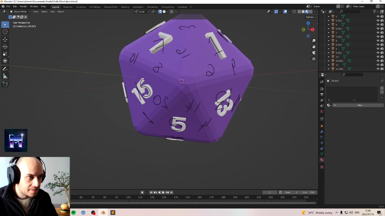 Modeling dice in Blender